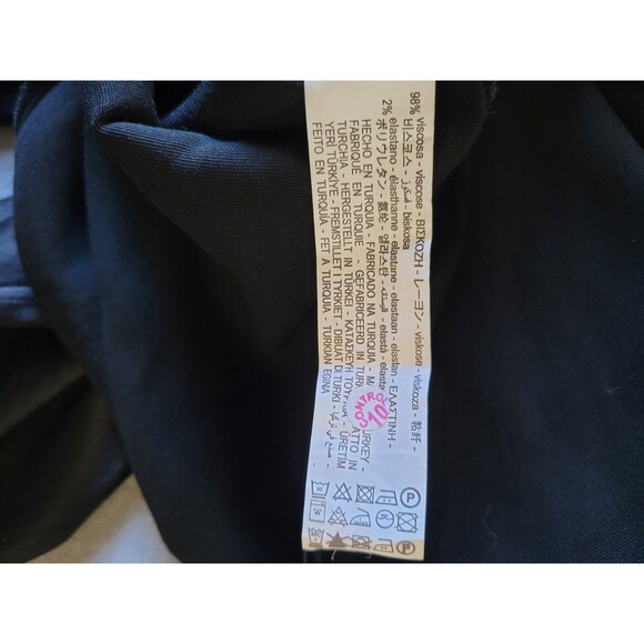 Zara Womens Pants Satin Black Wide Leg High Rise Elastic Waist Cocktail Size XL - Picture 8 of 9